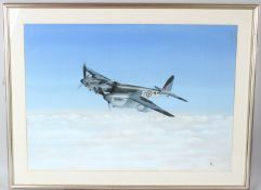 AERONAUTICAL INTEREST De Havilland Mosquito World War II aircraft watercolour / gouache signed