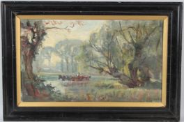 GEORGE WEISSBORT (1928-2013) Woodland landscape with horse and cart oil on board signed and dated