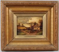 NILS HANS CHRISTIANSEN (1850-1922) Landscape with figure on a lane with cottage oil on board