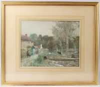 OSWALD GARSIDE (1879-1942) View of a village watercolour signed 26.5 x 33.5cm