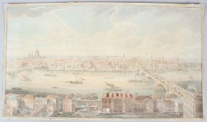 GIDEON YATES (act.1790-c.1837) View of London with the River Thames and St Paul's, watercolour,
