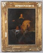 CONTINENTAL SCHOOL (19TH CENTURY) Portrait of a man on horseback oil on canvas (a/f) 82 x 47cm