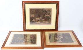 AFTER GEORGE MORLAND 'The Market Cart', 'Feeding the Pigs' and 'The Turnpike Gate' three coloured