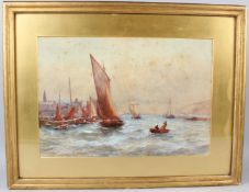 ROBERT MALCOLM LLOYD (1855-1945) 'Peel Harbour' watercolour signed and dated 1900 34.5 x 50cm