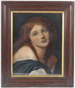 AFTER JEAN BAPTISE GREUZE Head and shoulder portrait of a woman oil on board 39.5 x 31cm