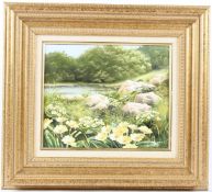 MARY DIPNALL (1936) Flowers on a riverbank oil on canvas signed 24.5 x 29.5cm