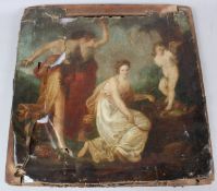 19TH CENTURY SCHOOL Allegorical scene with Classical figures oil on canvas (a/f) unframed 54 x 55cm