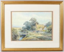 HENRY JOHN SYLVESTER STANNARD (1870-1951) Landscape with cottage and stream watercolour signed 26