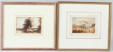 ENGLISH SCHOOL (EARLY 19TH CENTURY) Mountain landscape with cottages and figure on a lane