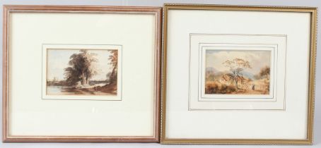 ENGLISH SCHOOL (EARLY 19TH CENTURY) Mountain landscape with cottages and figure on a lane