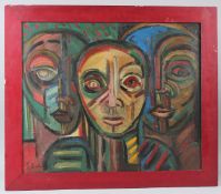 PATRICK BOUDON (1944-1988) Three heads oil on canvas signed 53 x 64cm