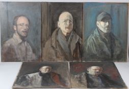 GEORGE WEISSBORT (1928-2013) Five self portraits oils on board unframed largest 61 x 50cm (5)