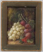 GEORGE CLARE (1830-1900) Still life of grapes and plums oil on canvas signed 22 x 17cm