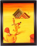 THEO LEERING (CONTEMPORARY) Match figures and matchbox oil on canvas signed 99 x 79cm