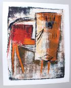 MURAINA OYELAMI (b.1940) 'Lion' oil on paper signed and inscribed unframed 56 x 45cm image