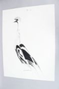 HASSAN MUSA (b.1951) Crane brush, pen and ink on paper signed and dated 2013 unframed 77 x 57cm