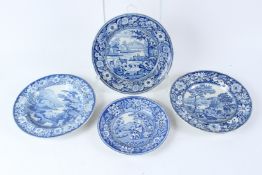 A 19TH CENTURY RIDGEWAY TRANSFER PRINTED BLUE AND WHITE PLATE 