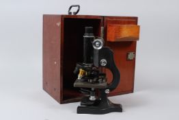 SPENCER LENS CO., BUFFALO, N.Y., A BLACK ANODISED MICROSCOPE, No. 42110, retailed by WALLACE