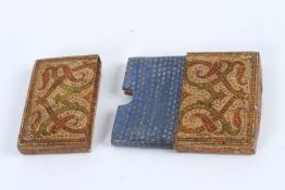 A FINE 19TH CENTURY INDIAN KASHMIRI LACQUERED PAPIER MACHE CARD CASE. 10cms x 7cms.