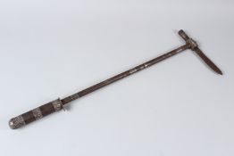 AN INDIAN ZAGHNAL STEEL WAR HAMMER, with Niello decoration. 63cms long.