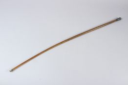 A LONG 19TH CENTURY CHINESE, SILVER TOPPED STICK. 80cms long.