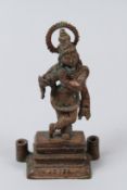AN INDIAN BRONZE KRISNA, missing flute. 17cms high.