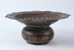 AN 19TH CENTURY ENAMELLED AND SILVER INLAID BRASS WASH BASIN (DASHSHUI), probably Kokand,