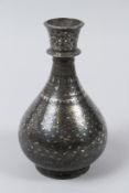 A BIDRI BOTTLE VASE, C1850. 18.5cms high.