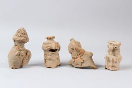 A GROUP OF FOUR PERSIAN INDUS VALLEY TERRACOTTA BUSTS, CIRCA. 2000 B.C., modelled as bird like