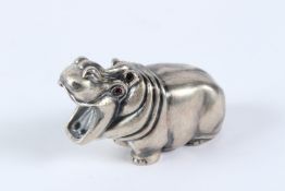 A RUSSIAN SILVER HIPPO.