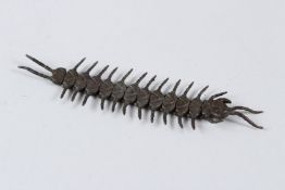 A JAPANESE ARTICULATED OKIMONO CATERPILLAR. 15cms.