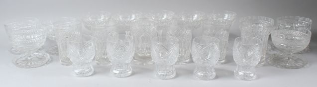 A COLLECTION OF CUT GLASSWARE to include six tumblers, five small tumblers, five champagne glasses