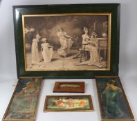 A SMALL STUDY OF A HORSE IN A FIELD, oil, possibly over a print base; together with four