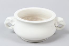 A CHINESE BLANC DE CHINE CENSER. 19cms diameter.