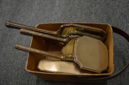 Silver backed dressing table items.