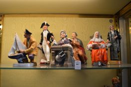 A collection of six Royal Doulton figures, Sailors Holiday HN2442, The Captain HN2280, Schoolmarm