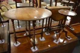 Two oak occasional tables and a wine table.