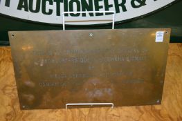 An engraved brass plaque.