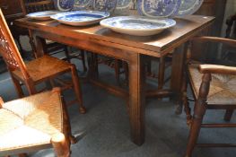 A good oak refectory style rectangular draw leaf dining table, closed size 152cm long x 80cm wide