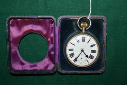 Leather cased Goliath pocket watch.