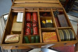 Box containing a quantity of Meccano parts.