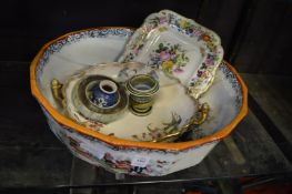 Decorative china to include jug and bowl set.