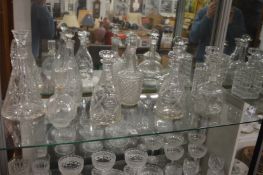 Cut glass decanters.
