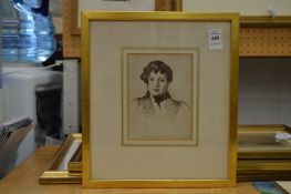 William Edward Frost, portrait of a young man, ink drawing.