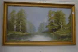 Paul Attfield, wooded river landscape, oil on canvas, signed and dated '76.