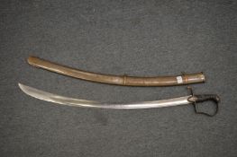 A 19th century sword with steel scabbard.
