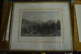 A pair of engravings and a colour print.