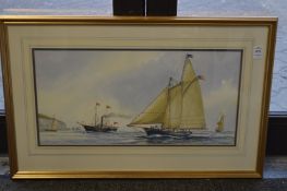 Mervyn Pearson, The Schooner America through The Needles, watercolour.