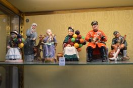 A group of six Royal Doulton figures, Balloon Girl HN2818, Good Friends HN2783, A Stitch in Time