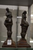 A pair of bronze classical figures, possibly 19th century modelled as classical female figures